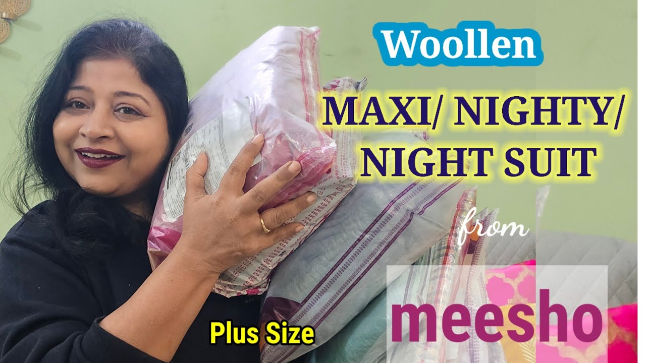 Woolen Maxi/ Nighty/ Night Suit Tryon Haul🍁Winter Wear🍁Plus Size🍁Meesho Haul🍁Size S to 3xl