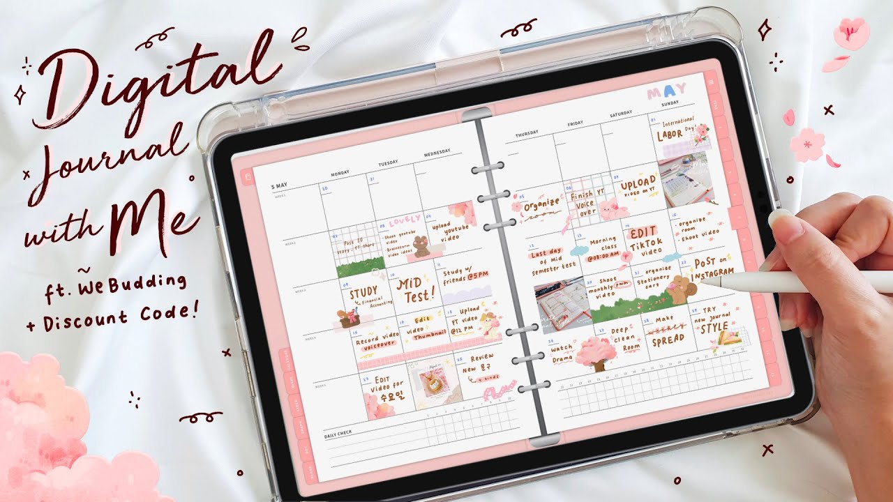 Digital Journaling with Me Montly Spread, Weekly Spread ft. WeBudding