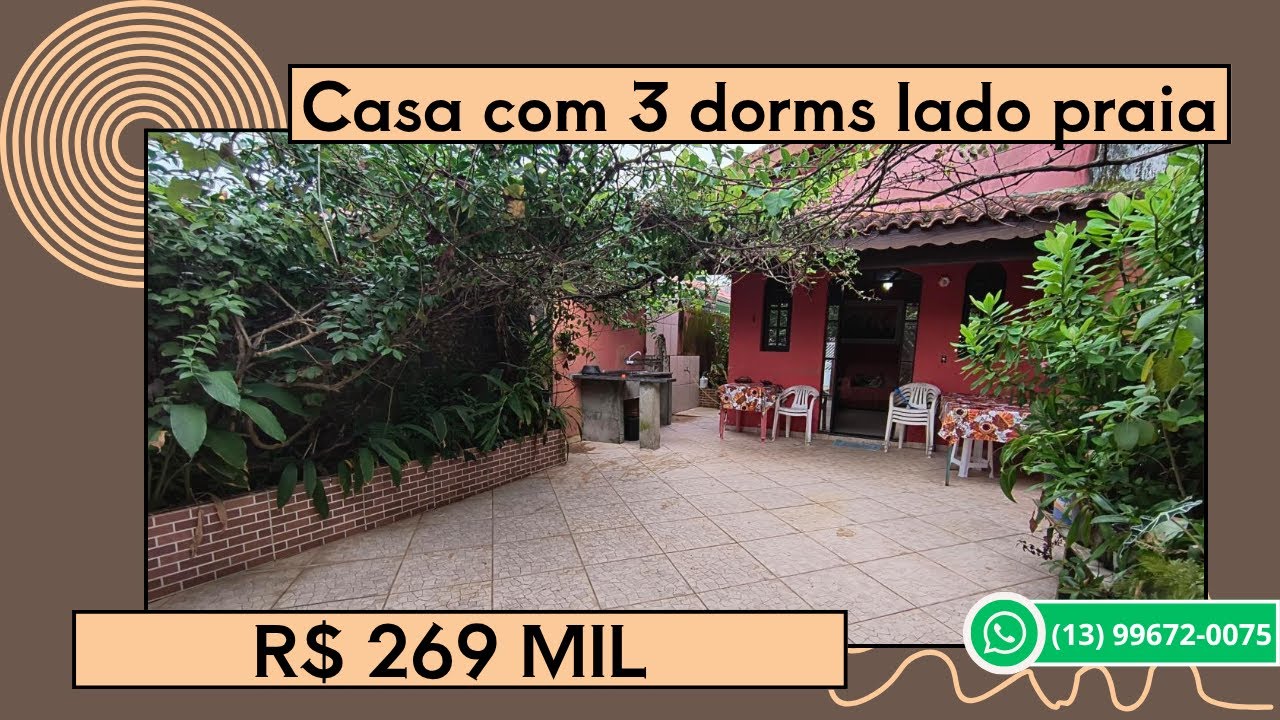 Ref. 318 ( VENDIDA)- Casa para venda com EDICULA, 3 dormitórios em otima localização em Itanhaém SP