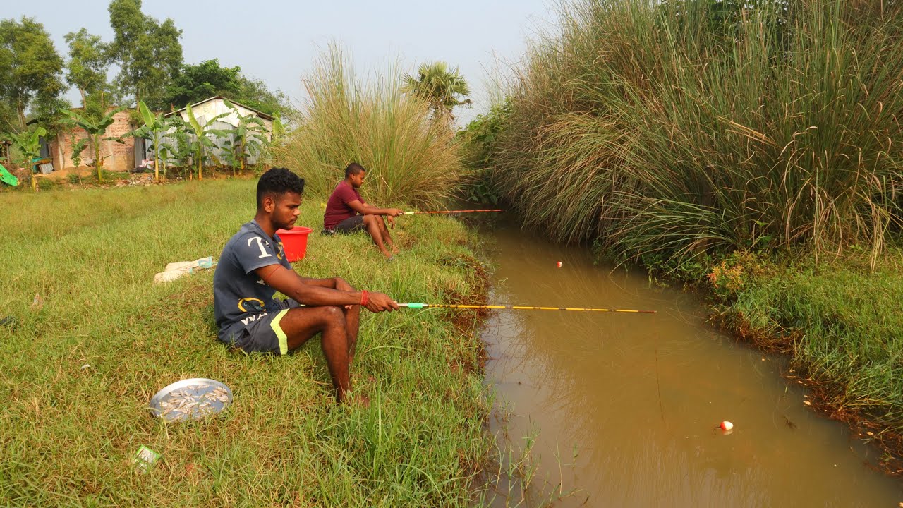 Fishing Video || Two childhood friends happily cleaned the canal and caught many fish ||Hook fishing