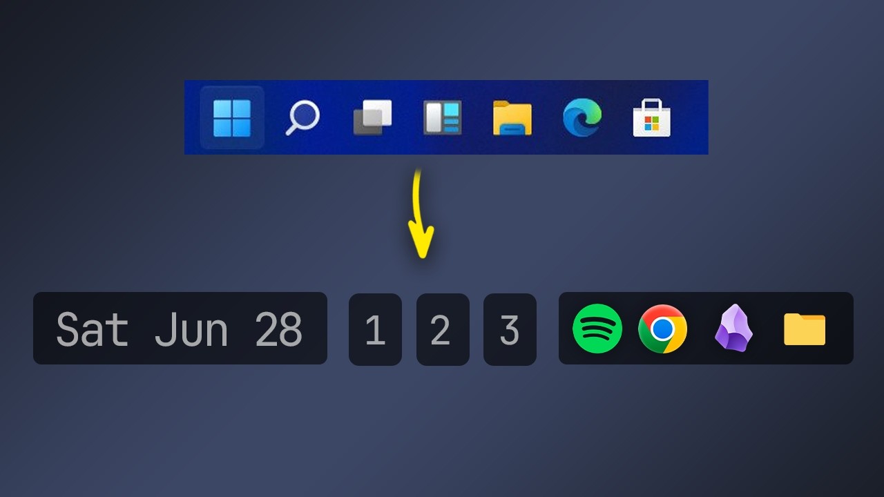 my minimal taskbar (Windows 11)