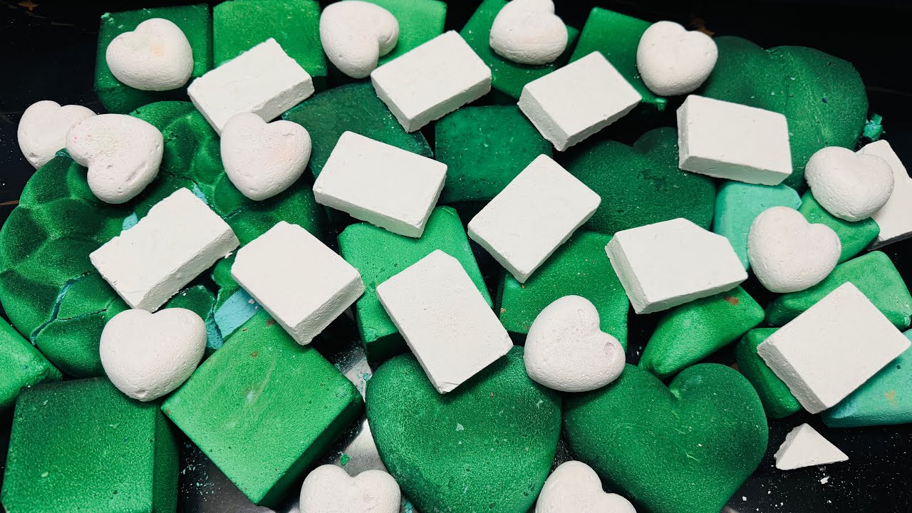 Green Dyed Chalk ASMR Crush | Plain Bars Chalk Reform 