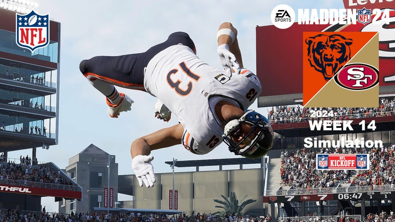 Madden 24 Bears vs 49ers Week 14 Sim 2024-2025 Full 15 Minute Quarters (Madden 25 Roster) Game Play