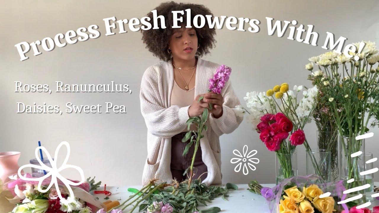 Process Grocery Store Flowers With Me! | Ranunculus, Roses, Stock, Sweet Pea