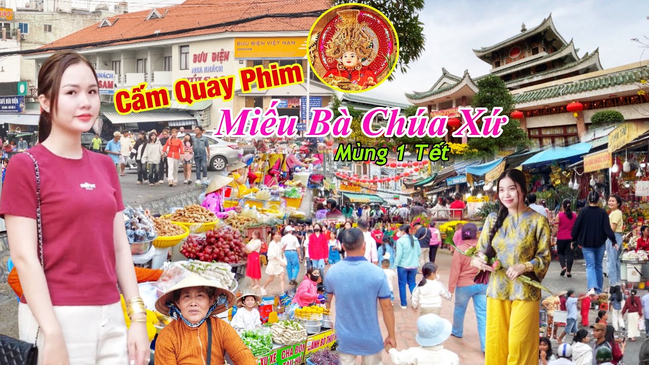Giật Mình Miếu Bà Chúa Xứ Núi Sam Mùng 1 Tết 2025 Cấm Quay Phim, chợ chồm hổm chạy bán mới được