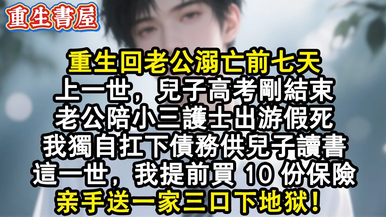 【重生爽文】上一世兒子高考剛結束,老公陪小三護士出遊溺水身亡,我獨自扛下債務供兒子功成名就,老公竟攜小三歸來我氣得當場猝死,#重生 回老公溺亡当天提前买10份保险,亲手送一家三口下地狱#小說 #爽文