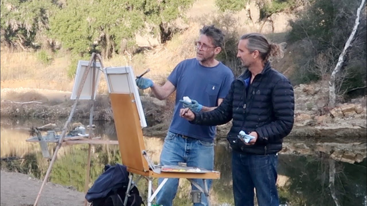 PLEIN AIR oil painting MALIBU CREEK with Ariah