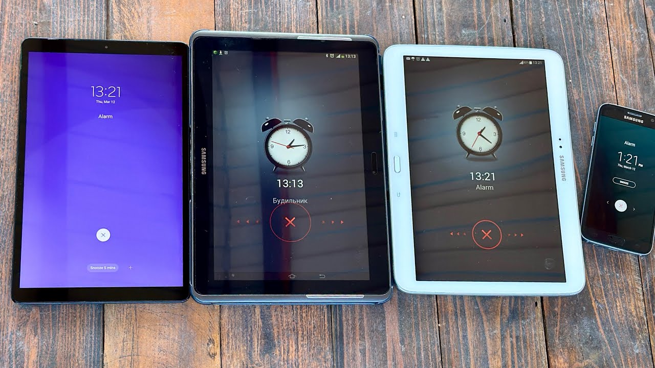Three Samsung galaxy TabA + Tab4+ Tab2 Alarm Clock 