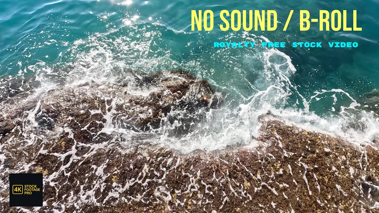 4K Calm Ocean Waves Flowing Over Rocks | Silent Stock Footage & Sea B-Roll