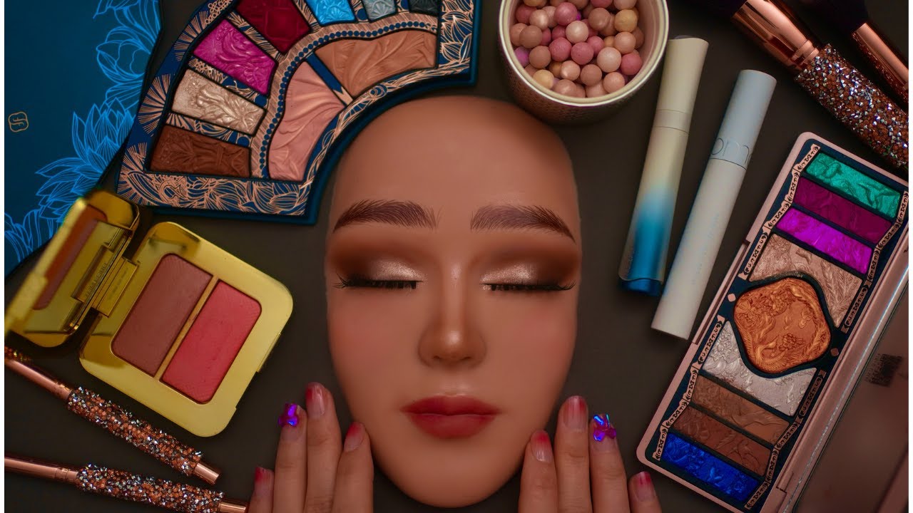 ASMR Luxury Brown Smokey Eyes Makeup Application  ( Florasis , Tom Ford , Guerlain for Sleep )
