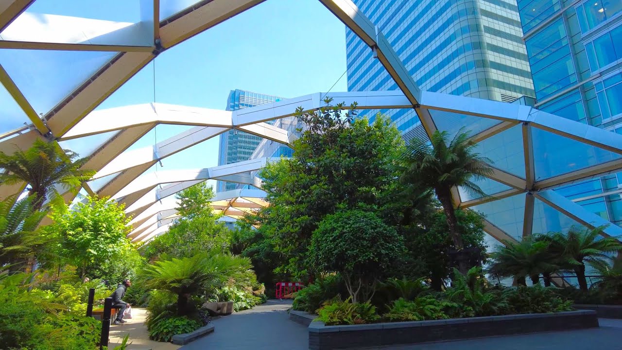 [4K] London Walk | Canary Wharf | Roof Garden | Canada Square | Jubilee Gardens