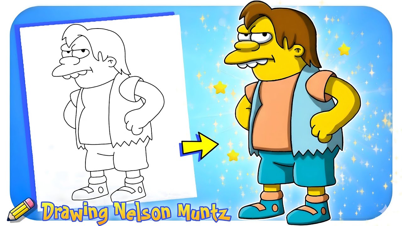 How to Draw Nelson Muntz 😈 | The Simpsons Drawing Tutorial