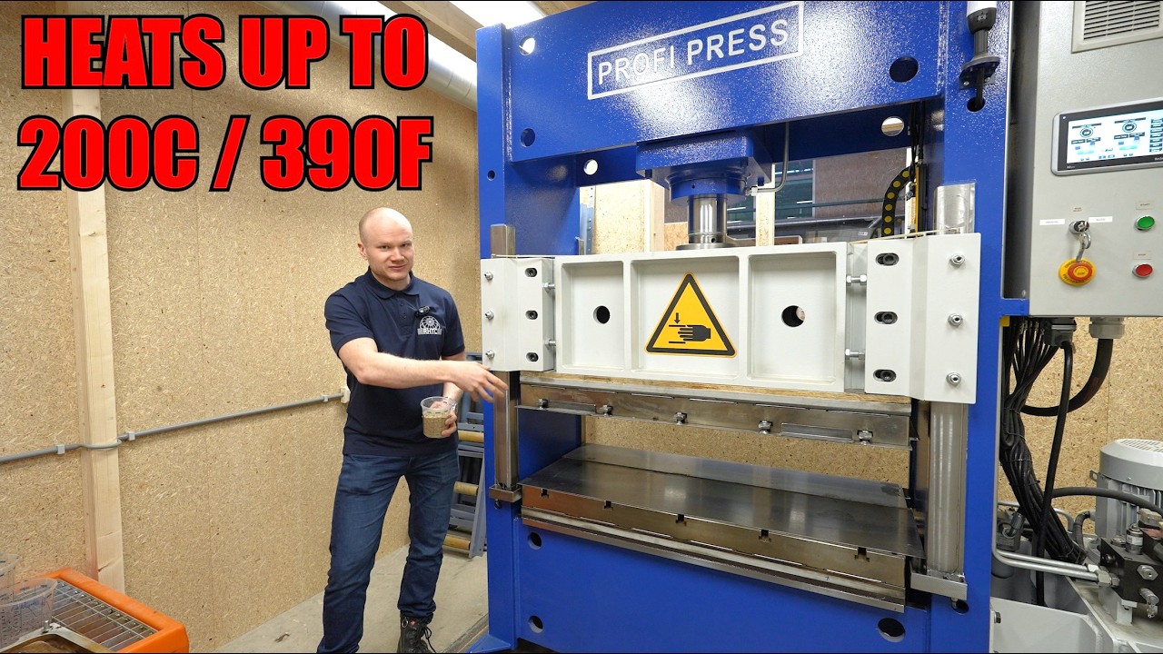 Heated Hydraulic Press Experiment: Grass into Composite Material