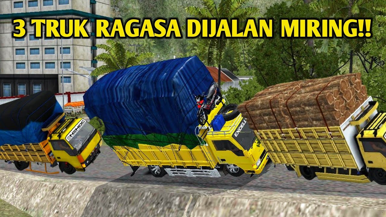 CHALLENGE 3 TRUK RAGASA MUATAN OVERLOAD DIJALAN MIRING‼️👆 - BUSSID