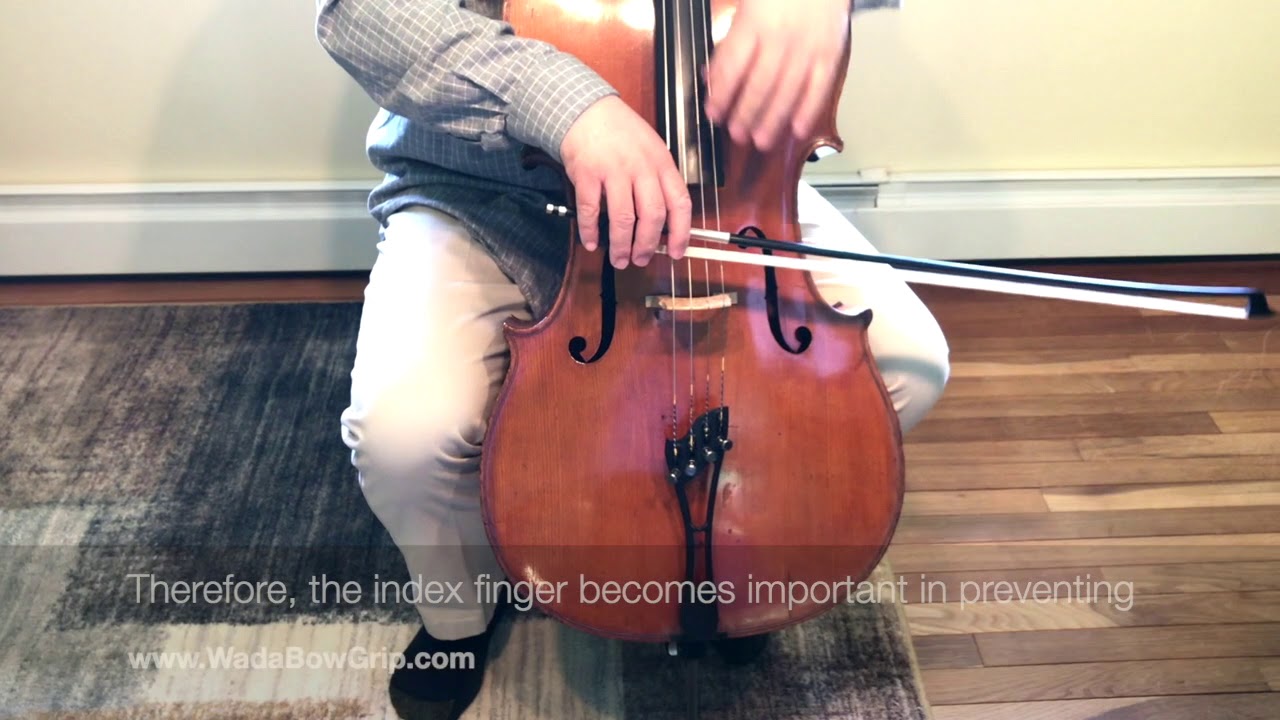 How to Hold the Cello Bow / チェロ弓の持ち方 「弓のバランス」 - Using Wada Cello Bow Grip Aid (Japanese/ English) 2