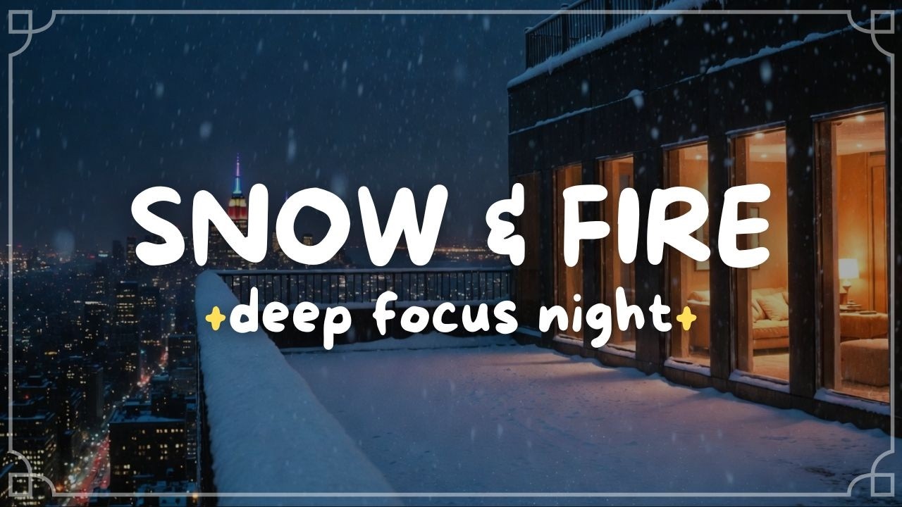 ❄️ Cozy Fireplace Ambience | Deep Focus Lofi Study | New York Snowstorm Night
