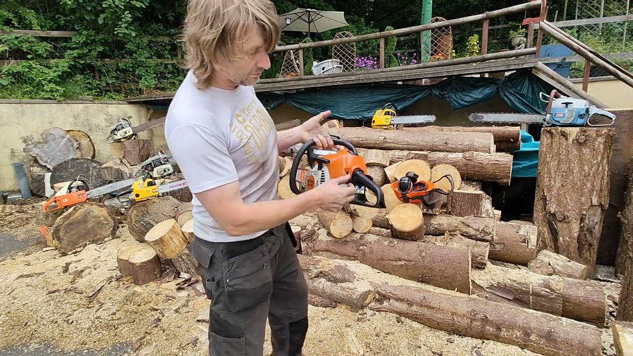 Stihl MS181/C 32cc Chainsaw. Starting, running, overview & cutting with this small saw.