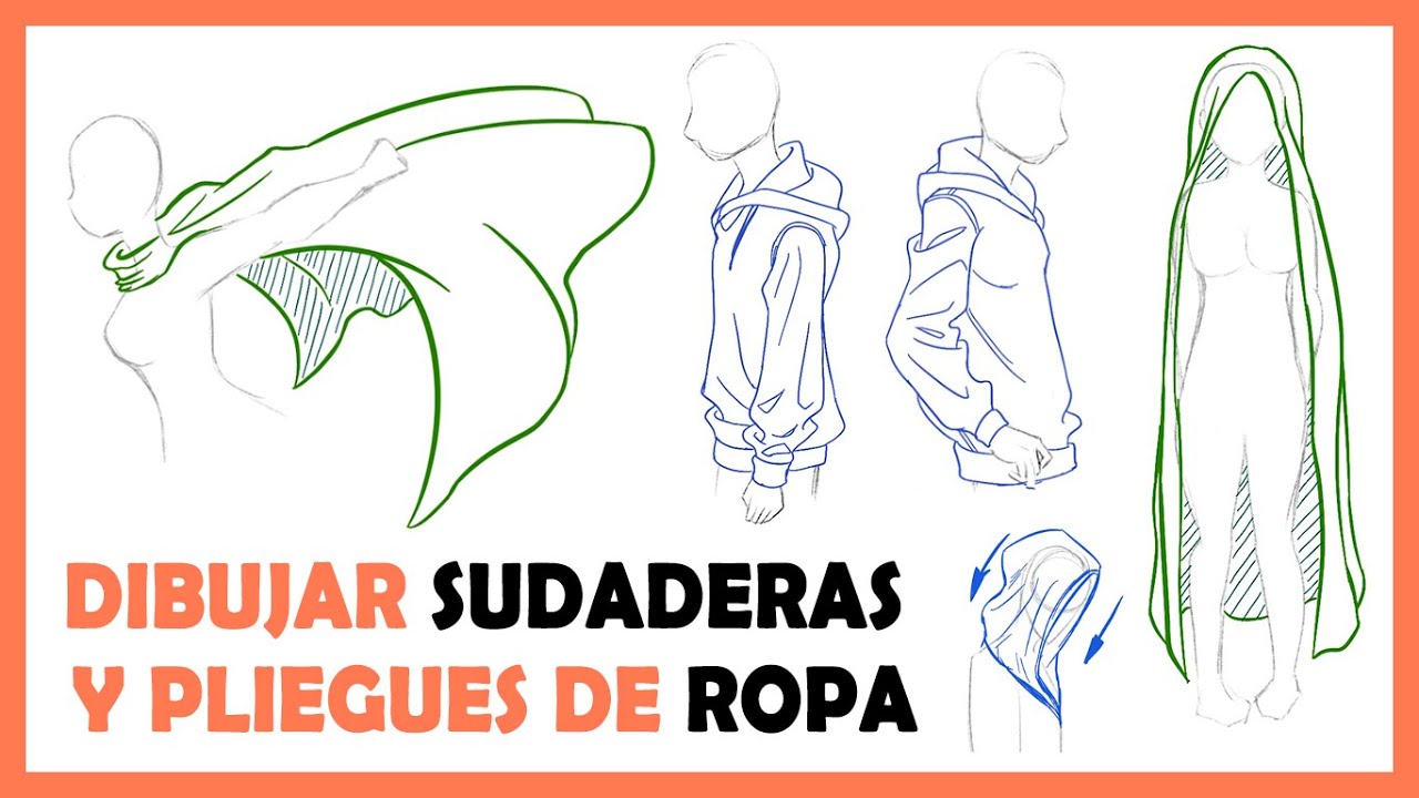 ► Cómo DIBUJAR ROPA y PLIEGUES 🧥 [ Cómo DIBUJAR UNA SUDADERA paso a paso ] 📕 Cómo DIBUJAR UNA CAPA