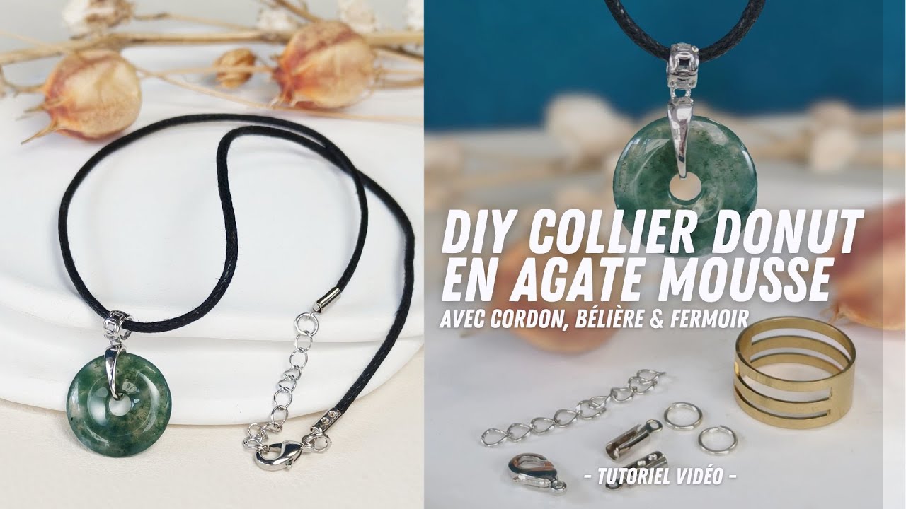 Tutoriel France Perles I DIY Collier Donut en Agate Mousse avec cordon, b&eacute;li&egrave;re & fermoir