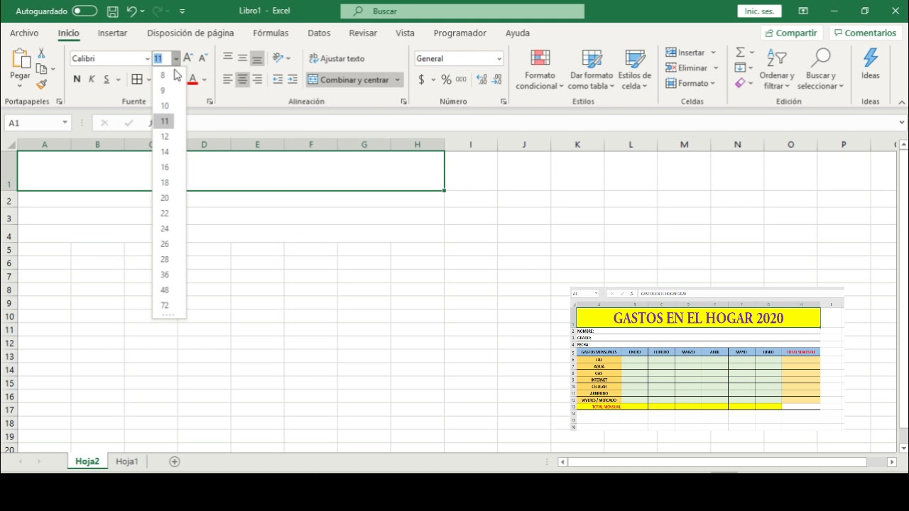 C&oacute;mo usar EXCEL B&aacute;sico, Tutorial # 1 - Dise&ntilde;o de Tabla de Gastos