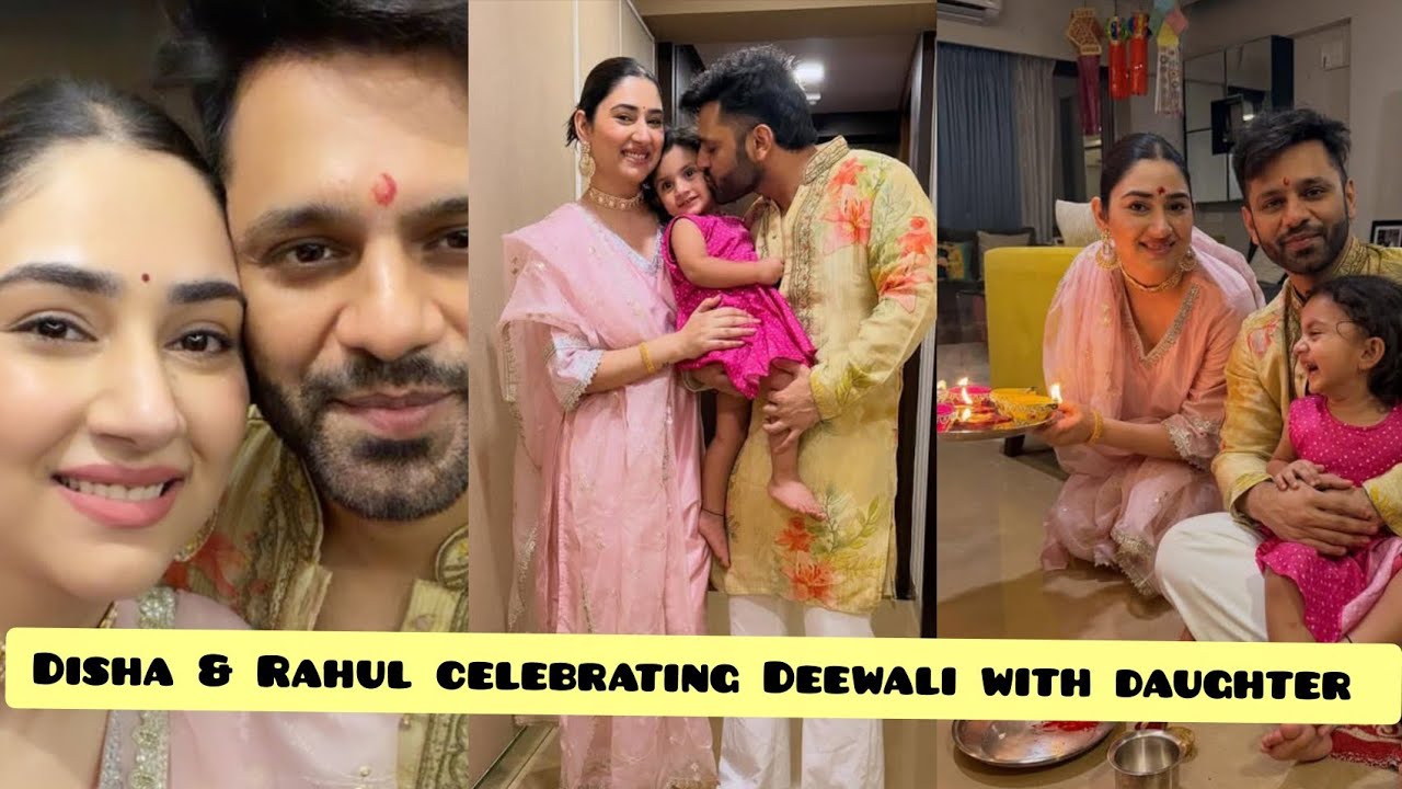 Disha parmar & Rahul Vaidya celebrating Deewali with daughter navya 😍