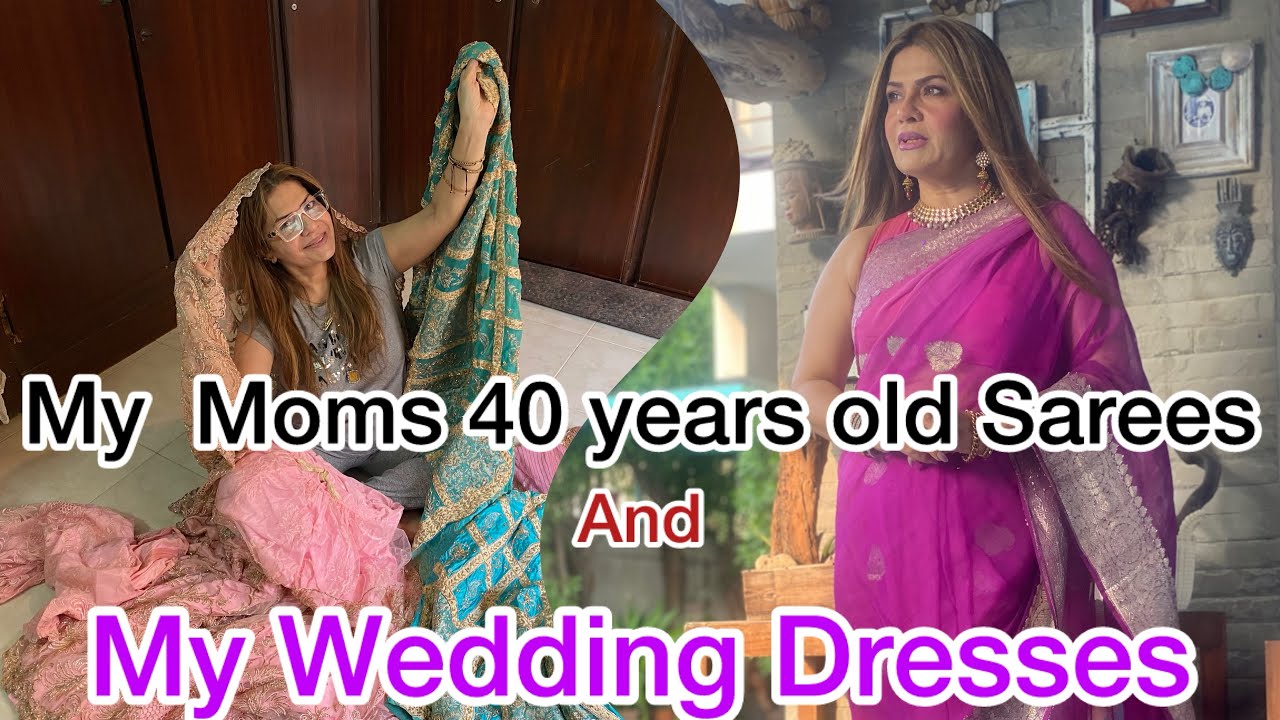 Sharing My Moms Saree Collection 35-45 years old with Blouses .My Wedding Dresses and my shoes😘