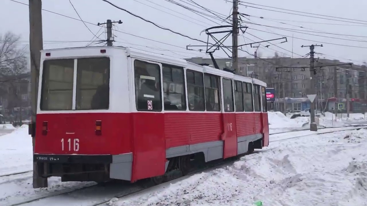 Трамвай 71 605 КТМ (116) по 3 маршруту (Ост. Гилёва)