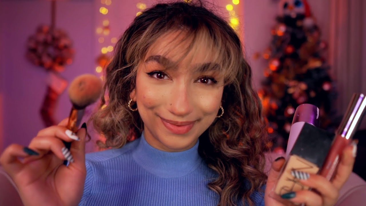 ASMR • Friend Does Your Festive Makeup💄 (layered sounds, personal attention, mouth sounds)