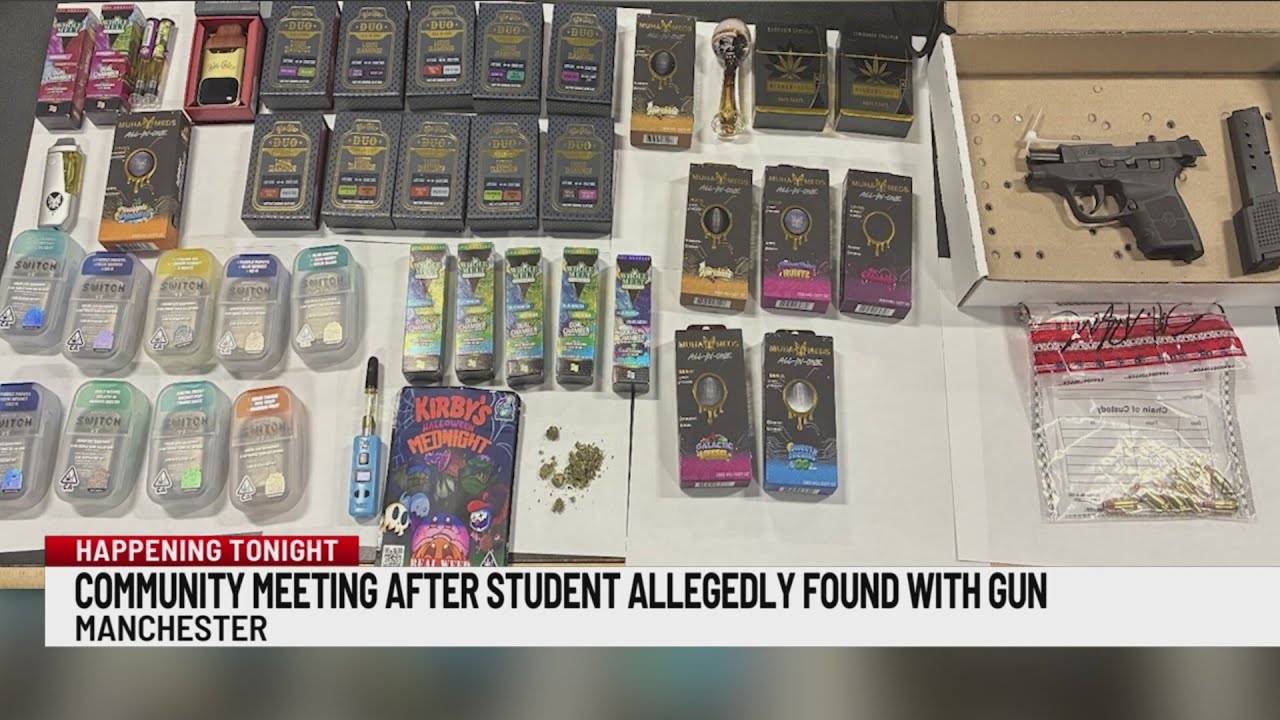 Manchester High School student arrested for alleged possession of gun, marijuana products on school
