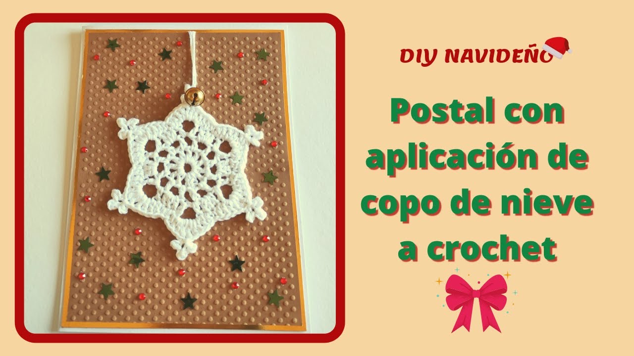 🎄 DIY postal de Navidad con copo de nieve a crochet. Scrapbooking y ganchillo. Trenda Lerenda