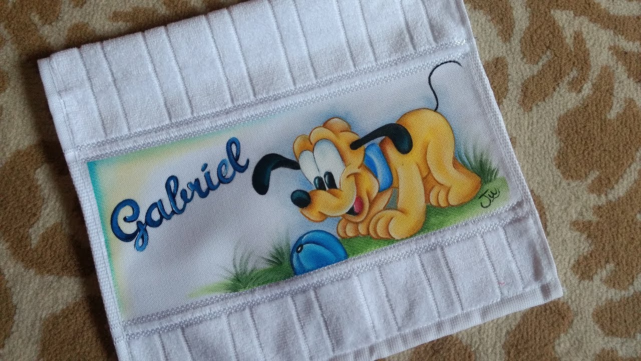 Pintura em toalhinhas de bebê, pluto baby disney -  com Artes da Ju Baby