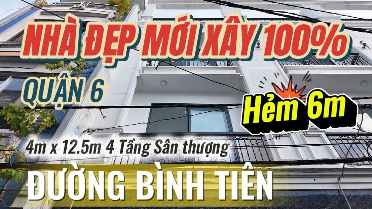 🔥Quận 6. Nhà xây mới 4m x 12.5m 4 Tầng sân thượng thiết kế hiện đại hẻm 6m chỉ 6 tỷ X #nhaphosaigon 