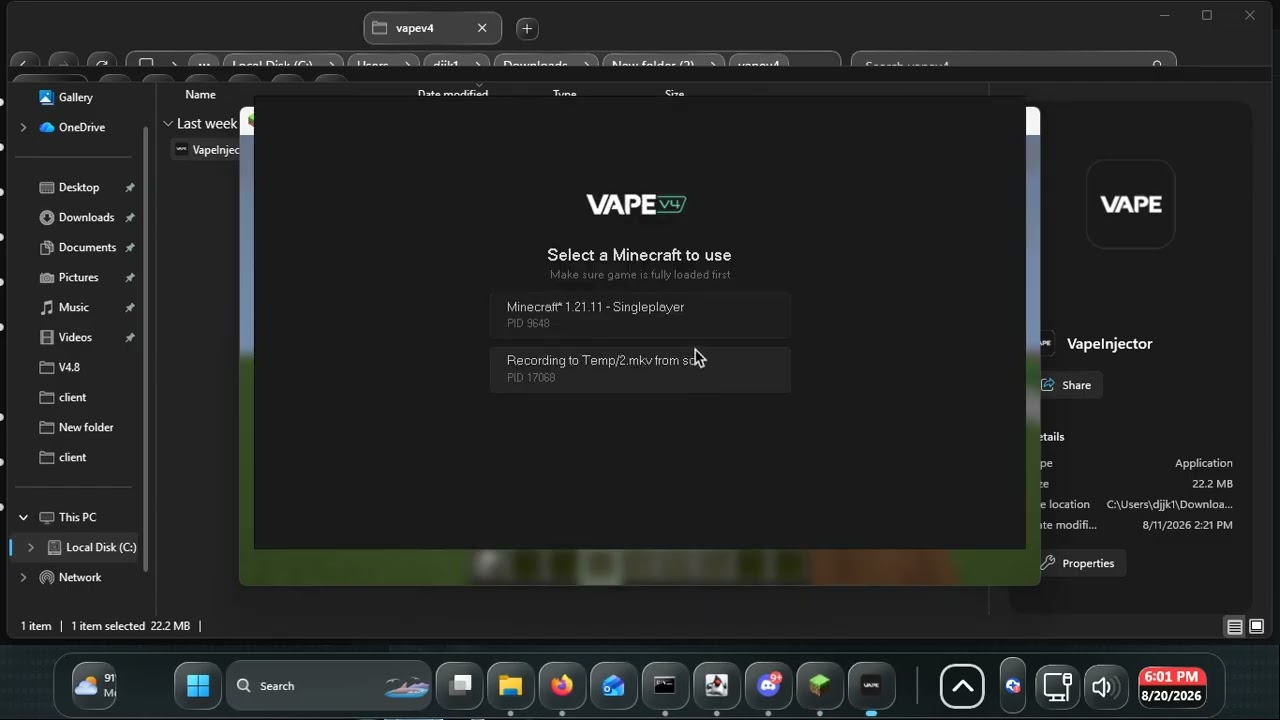 VAPE V4 1.21.11 NO RAT NO MALWARE FREE DOWNLOAD UNCUT
