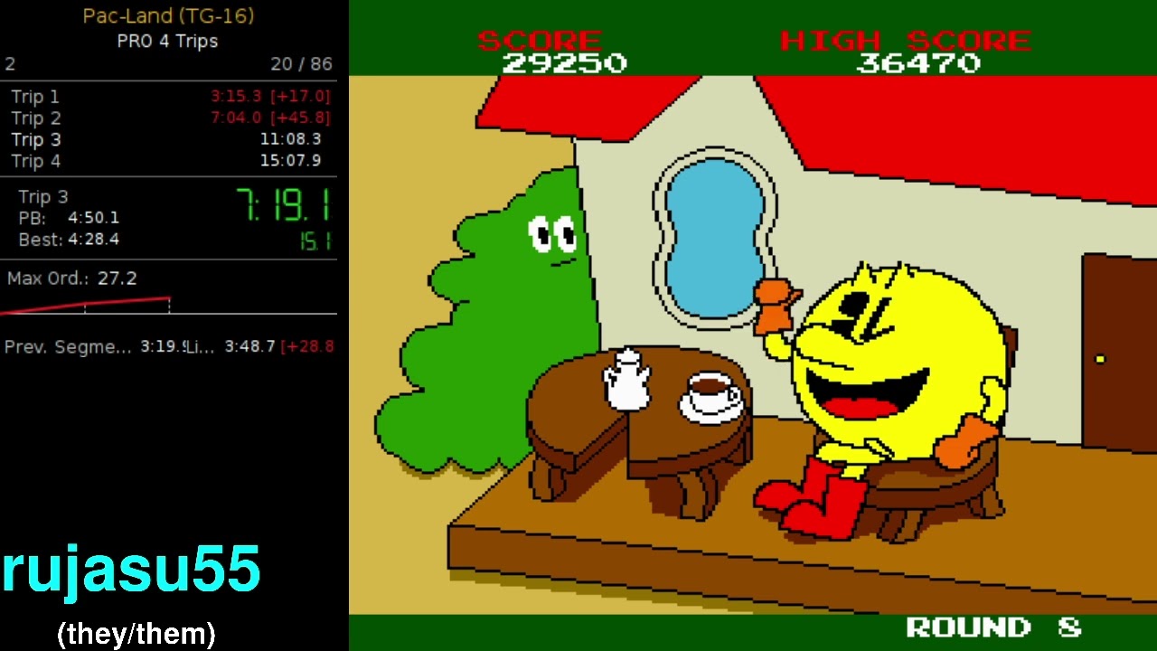 Pac-Land PRO - 4 Trip Speedrun (plus a look at trips 5-8)