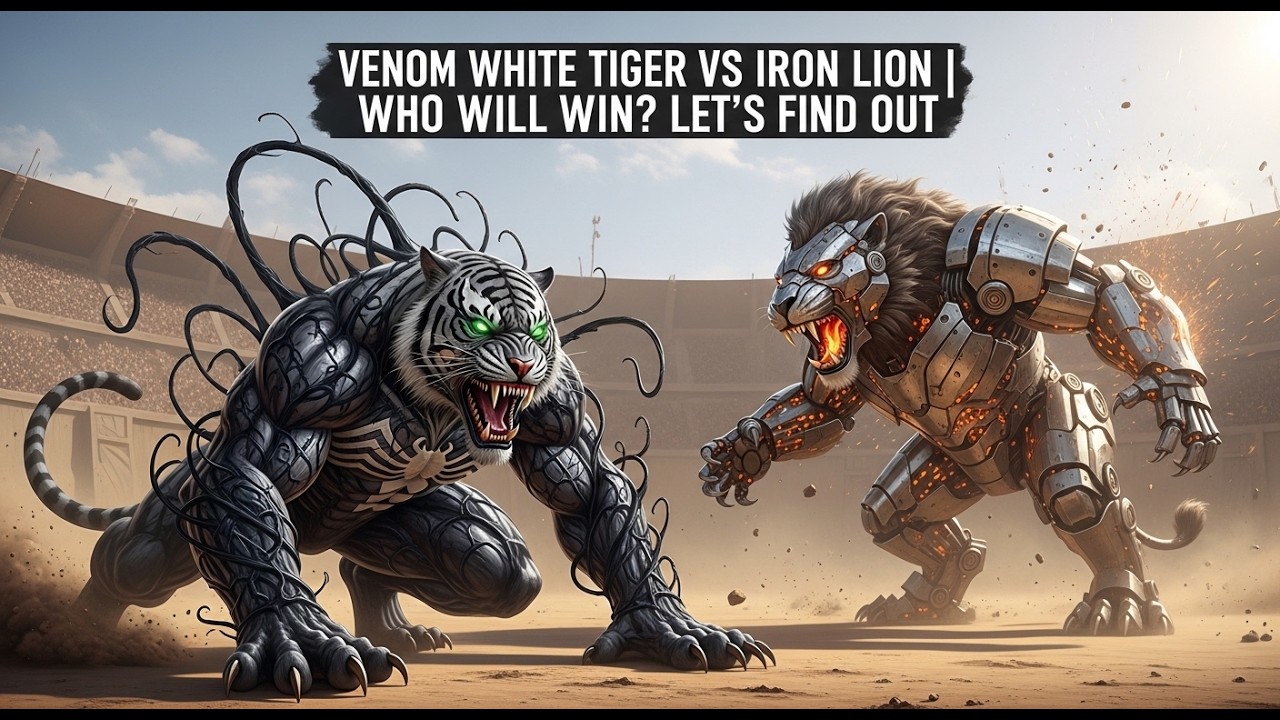Venom White Tiger vs Iron Lion | Who Will Win? Let’s Find Out | Epic Desert Arena Battle