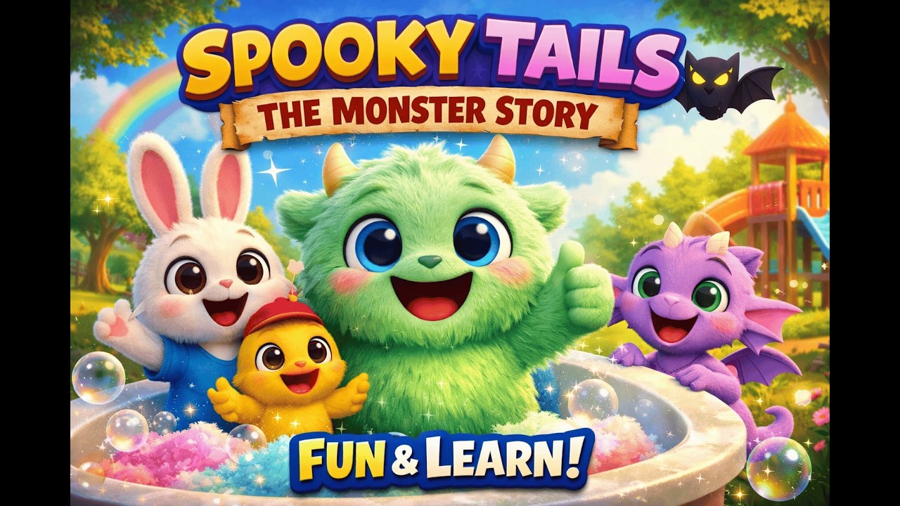 Spooky Tails 👾 | The Monster Who Learned to Stay Clean! 🛁✨ | Fun Kids Story