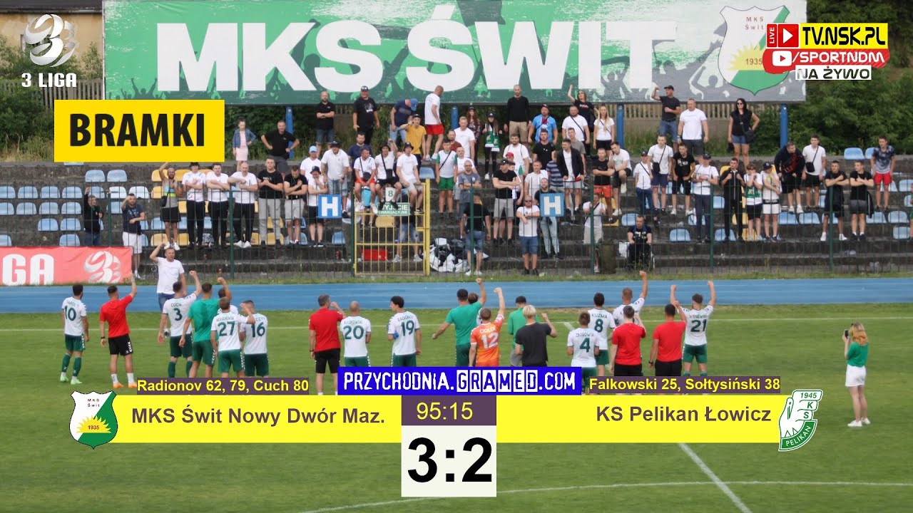 tv.nsk.pl [bramki] MKS Świt Nowy Dwór Mazowiecki - KS Pelikan Łowicz 3:2 (0:2) 2023-06-17 g. 17:00