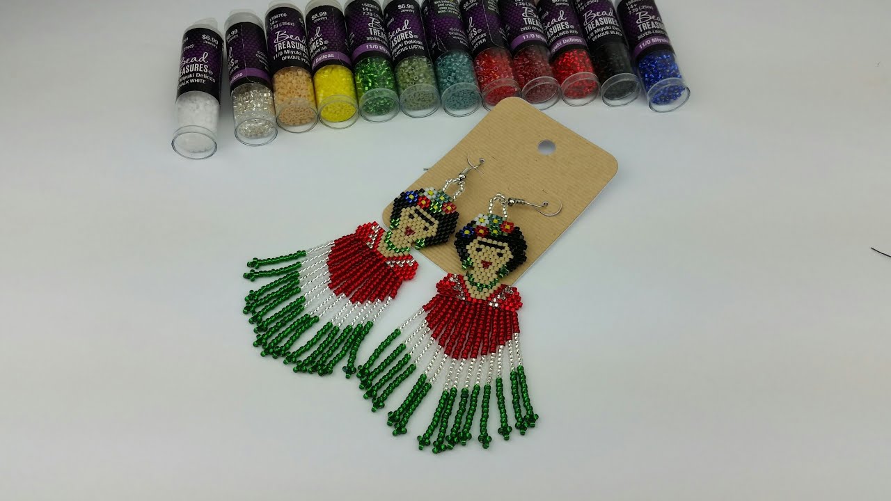 ARETES DE FRIDA COLORES DE LA BANDERA MEXICO