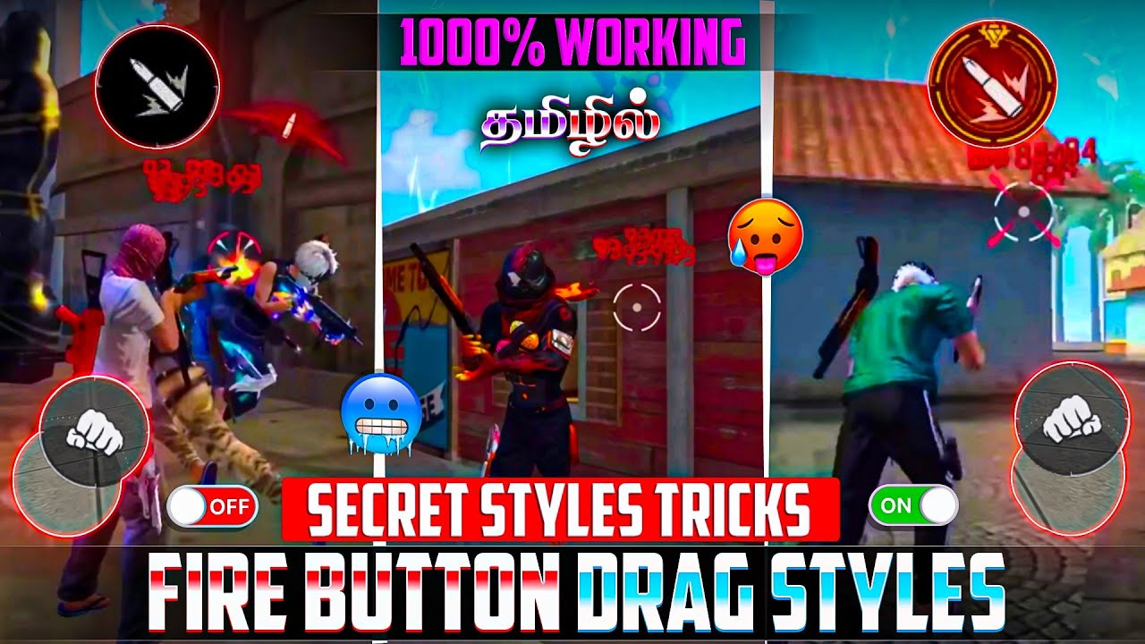 Secret Fire Button Drag Styles Tamil || Onetap Headshot Trick 1000% Working Tamil Free Fire 🔘✅
