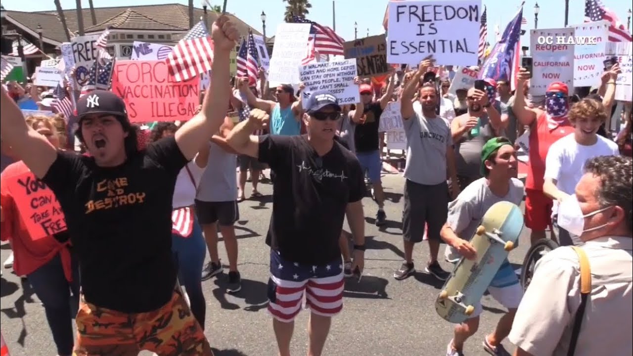 Huntington Beach May 1st Reopen CA protest