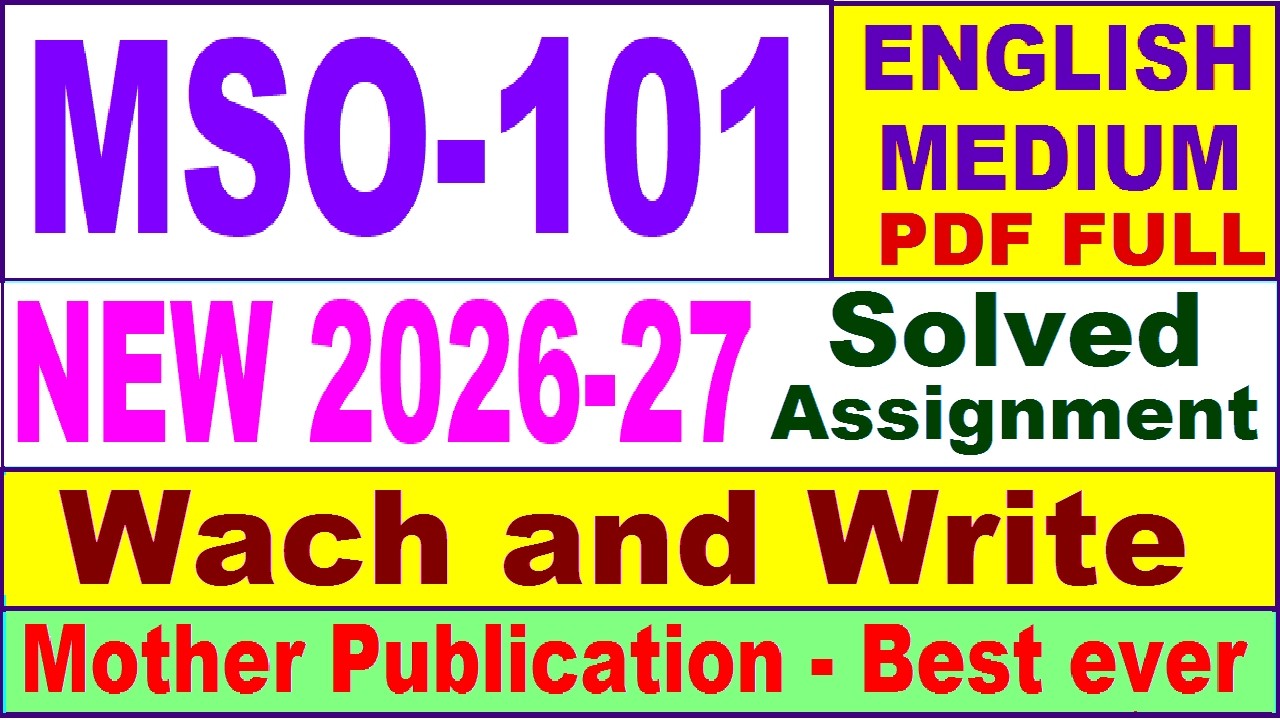 MSO 101 solved assignment 2026-27 in English || mso 101 solved assignment 2027 || ignou mso101