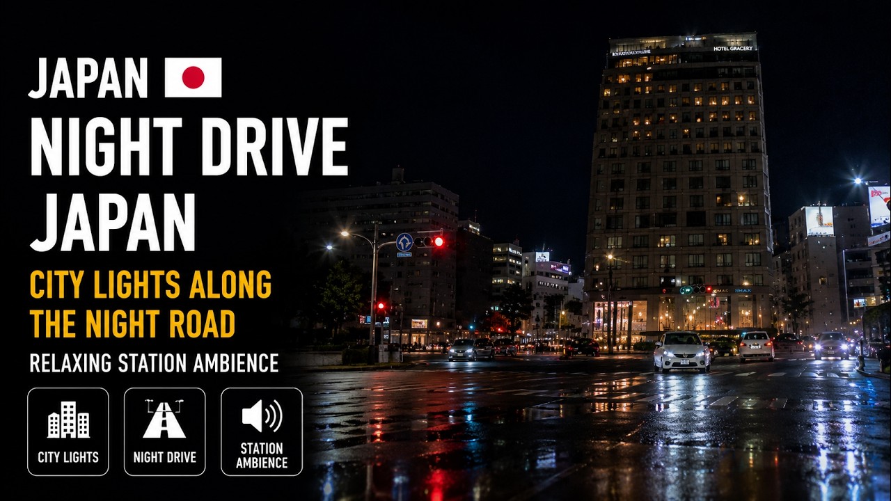 Japan Night Drive  City Lights Along the Night Road  Relaxing   Station Lights Return 4K