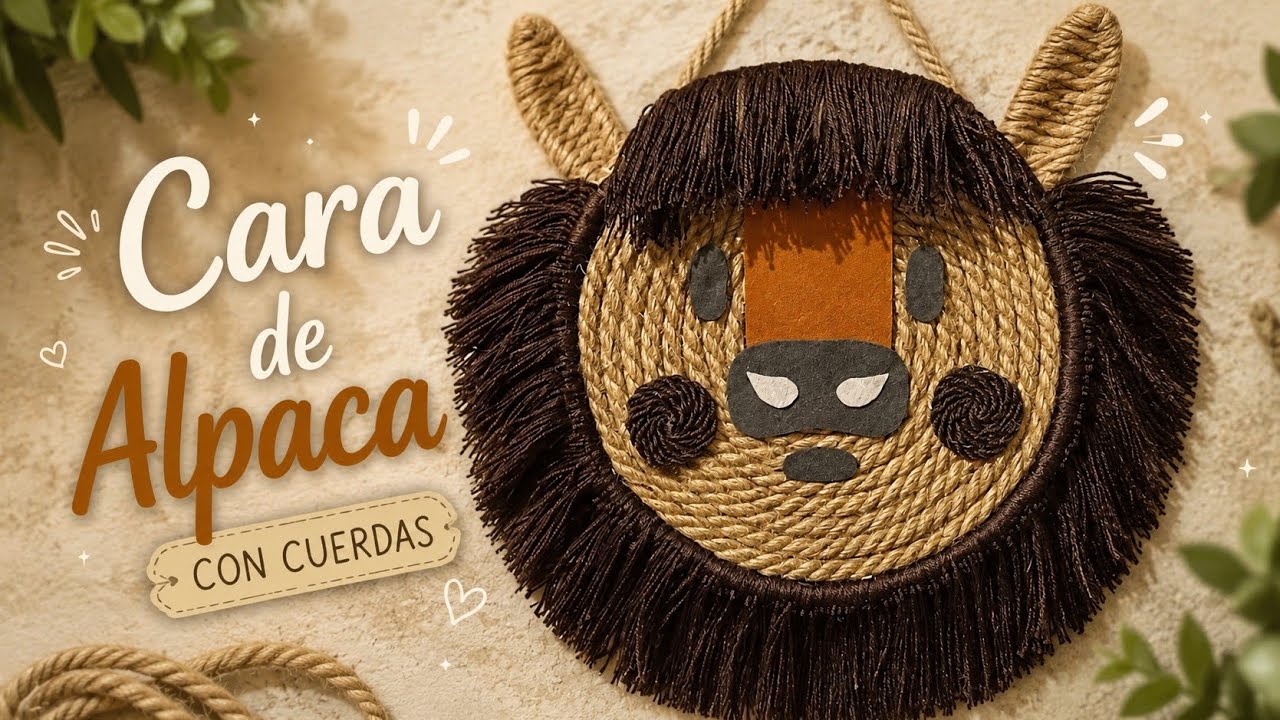 Cara de alpaca con cuerda y fieltro. Tutorial paso a paso