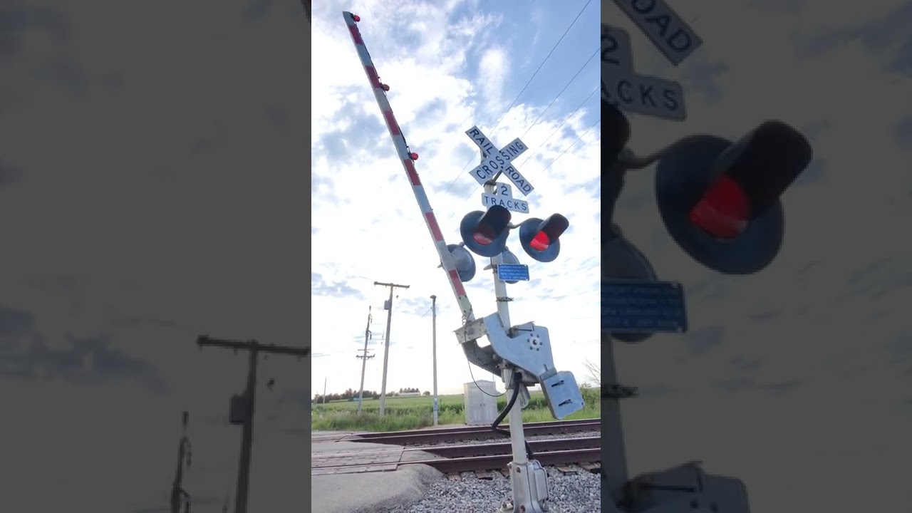 CSX crossing gate lowering goin down as train approaches  #Shorts