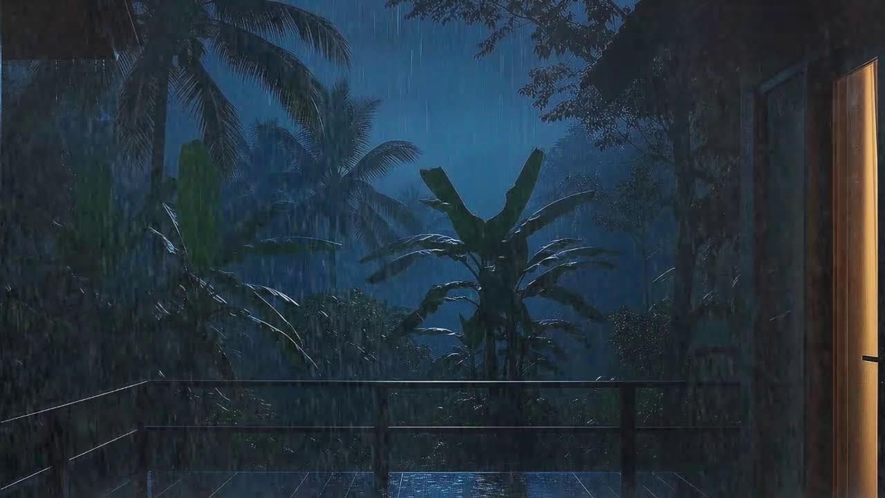 Fall Asleep Fast with Gentle Rainfall and Rolling Thunder Echo at Cabin Terrace 🌧️