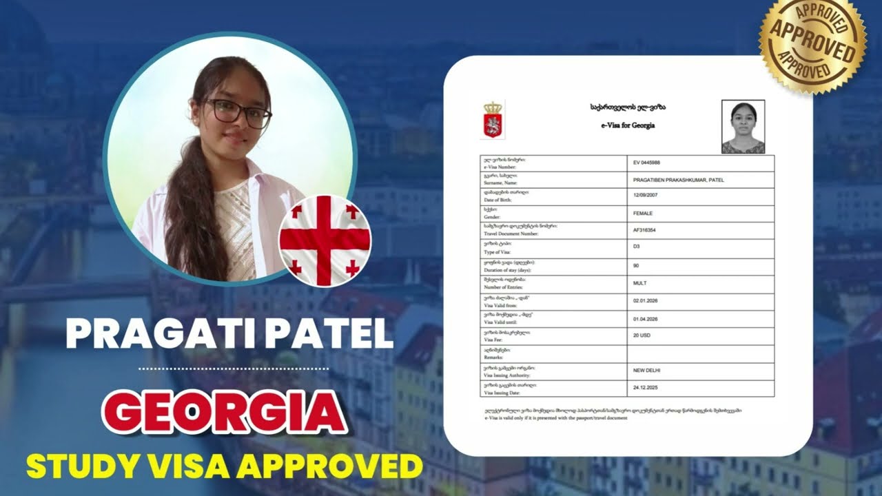 Dreams turning into Destinations - Georgia Study Visa Approved Congratulations to Ms. Pragati Patel