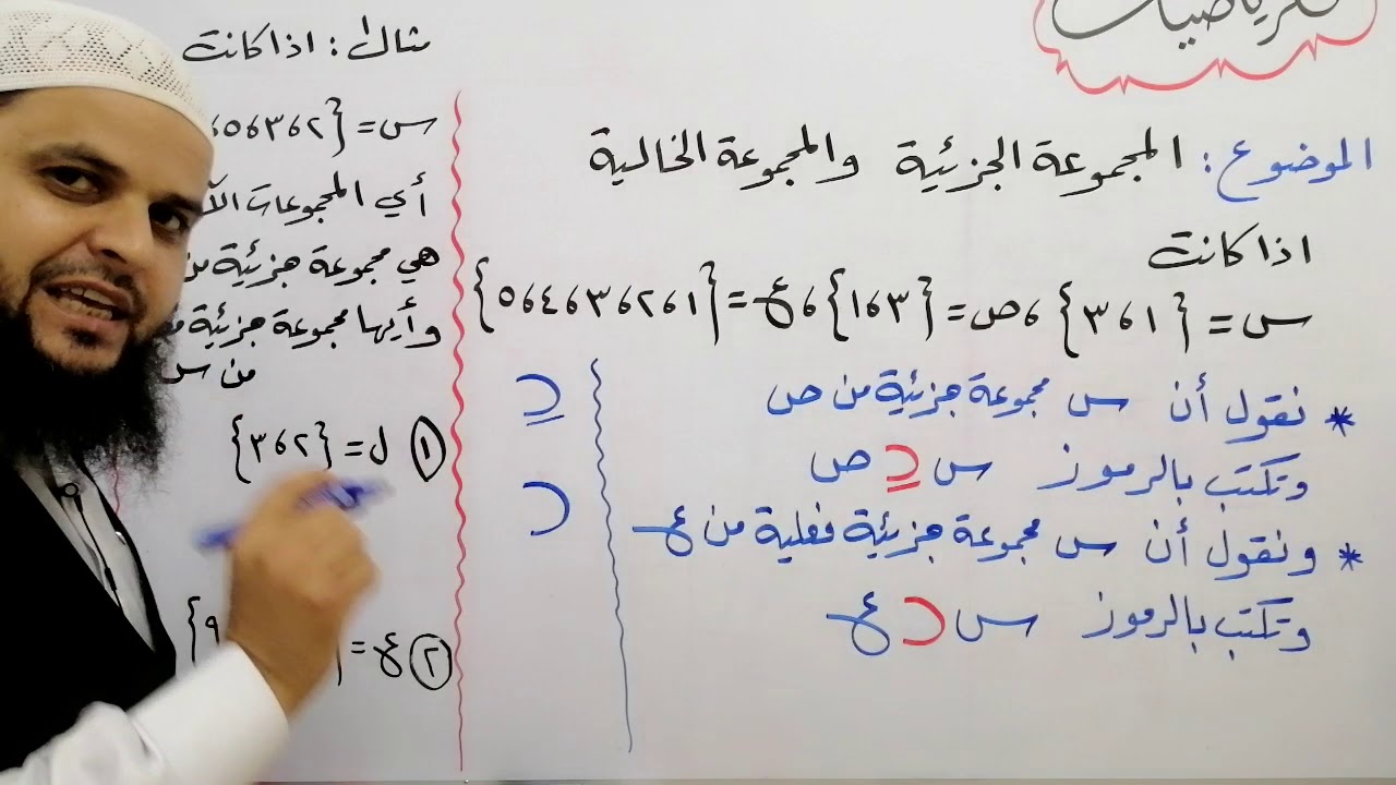 المجموعة الجزئية والمجموعة الخالية للاستاذ رزق موسى