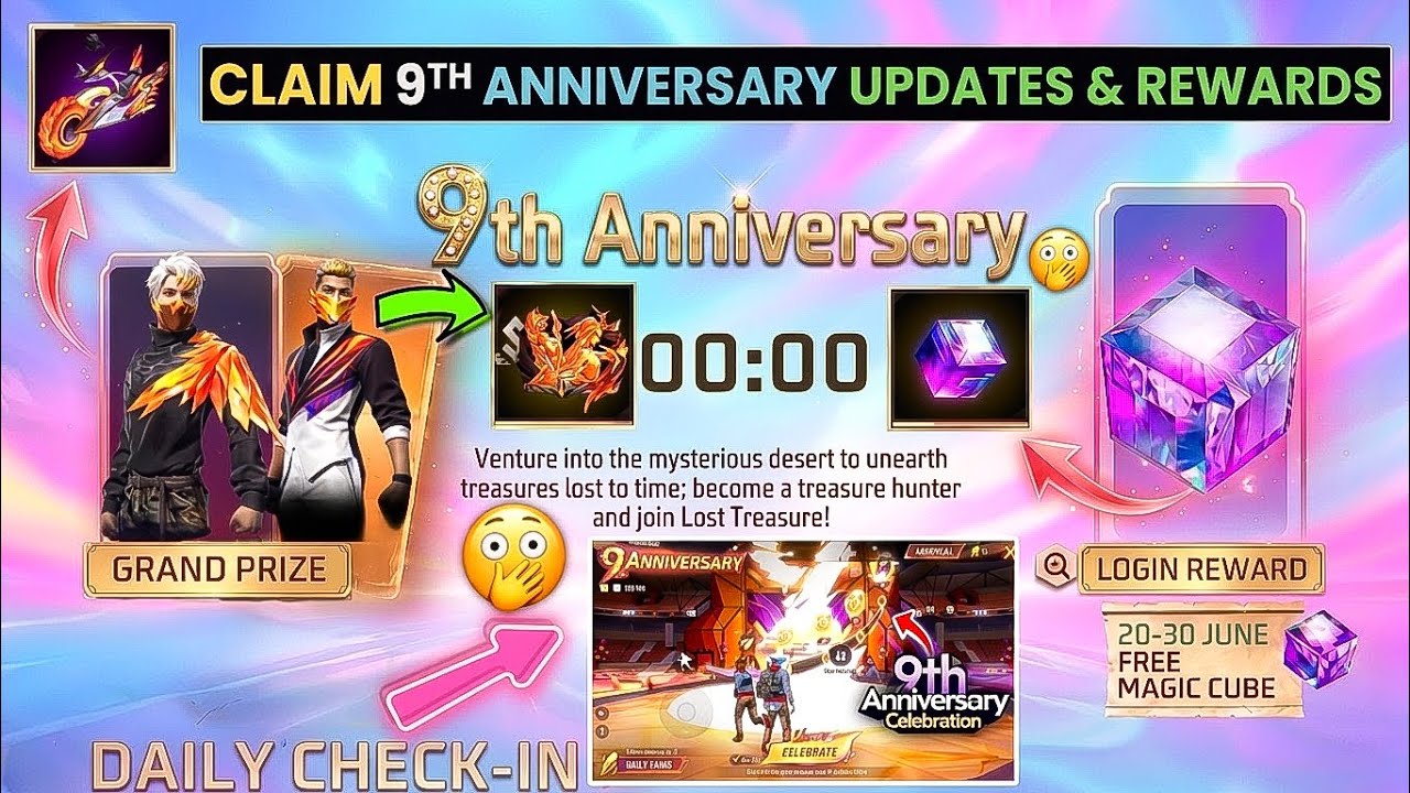 Claim 9th Anniversary Rewards & Updates 😘 Free Fire 9th Anniversary | Ob54 Update | FF New Event