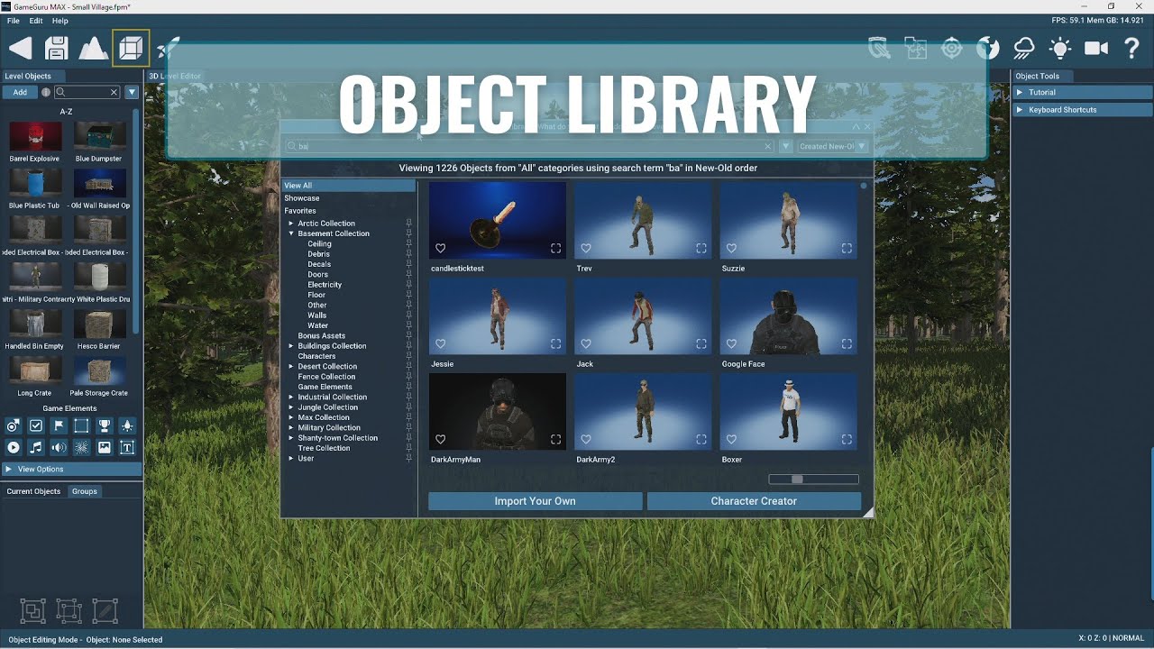 GameGuru MAX Tutorial - The Object Library
