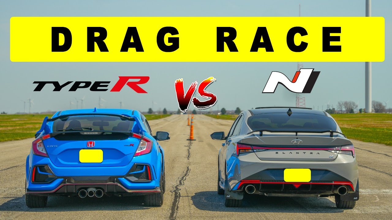 Elantra N 2022 года против Civic Type R — небольшой шок. Гонки Drag-n-Roll.